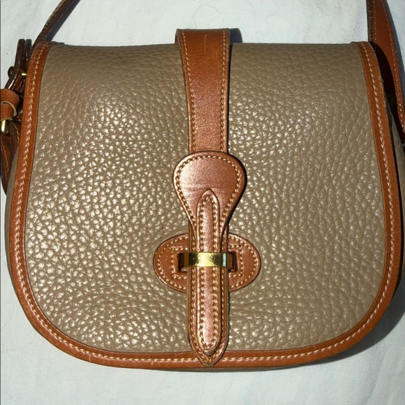 Dooney & Bourke All Weather Leather Crossbody Bag Tan Brown Pebbled AWL Vintage - Picture 3 of 13